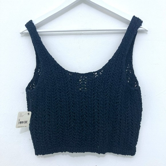 ⭐Free people We The Free Care Stanley Black Crochet Button Up Vest Top Size S - Picture 5 of 10